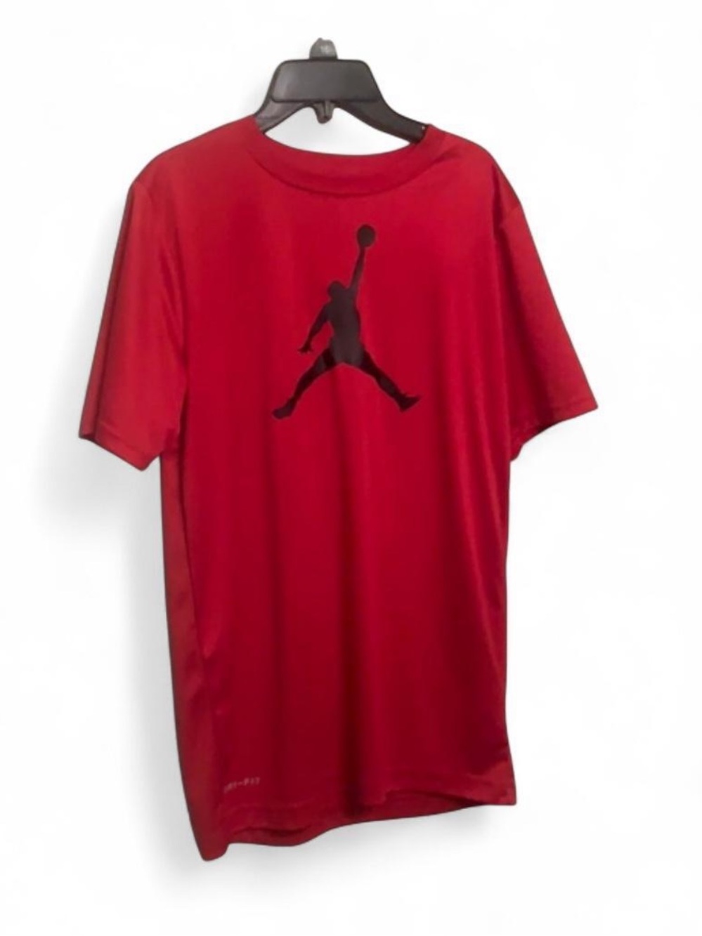 Boys Jordan Red Short Sleeve Tee dri-fit with Black Jumpman